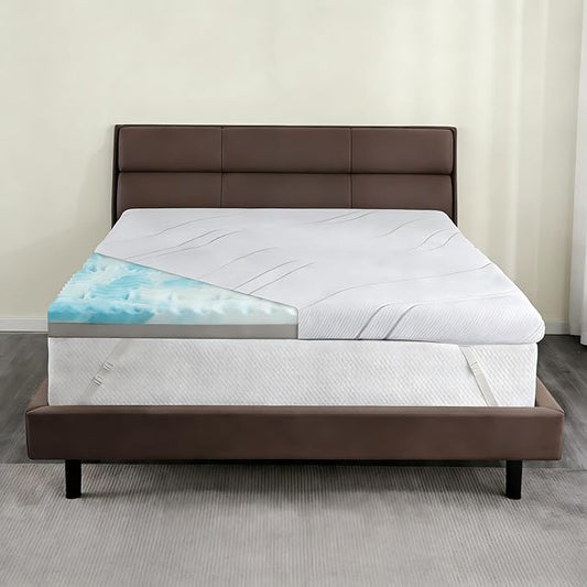 Extra Firm Mattress Topper 4 Inch Queen Size, Premium Cooling Gel Egg Crate+Bamboo High Density Support Mattress Topper with Removable Cover, Bed Topper for Pain Relief,CertiPUR-US,80x60