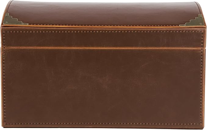 HofferRuffer Faux Leather Decorative Box, Large Wooden Structure Keepsake Box Accessory Organizer Jewelry Organizer with Hinged Lid, Storage Container for Home or Office (Antique Brown) - Image 8