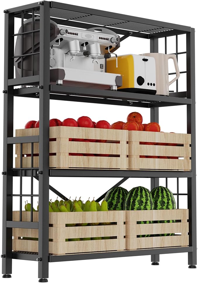 GIOTORENT 4-Wire Heavy-Duty Shelf, Standing Storage Shelves, Metal Shelving Unit Pantry Rack, 1200LB Load Capacity, for Garage Kitchen Organizer (Black) by GIOTORENT