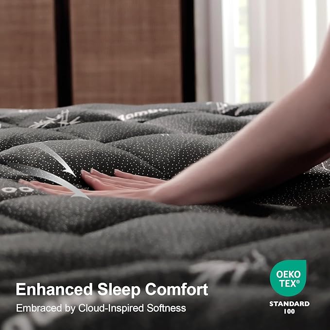King Mattress Topper, Viscose Derived from Bamboo Thick Pillow Top Mattress Pad with Deep Pocket, Naturally Cooling for Hot Sleepers, Soft for Back Pain Relief, Dark Gray