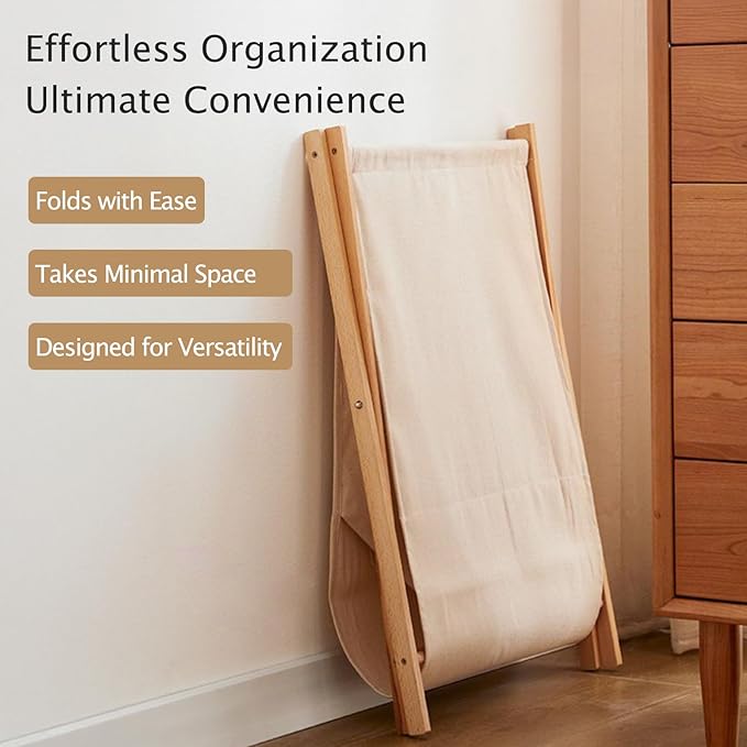 DUMDUM Simple, Eco-Friendly Foldable Laundry Hamper with X-Frame, Multi-Size for Dorm, Bedroom, RV (Beige, Medium) - Image 5