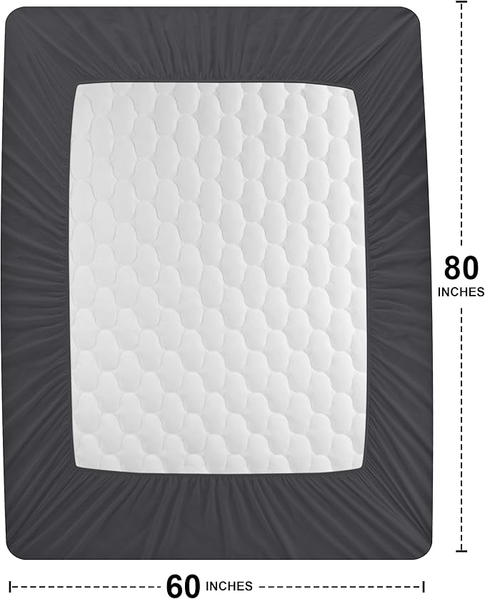 Utopia Bedding Waterproof Mattress Protector, Queen Mattress Pad, Noiseless Quilted Fitted Cover with Deep Pocket Stretches up to 16 Inches (Grey)