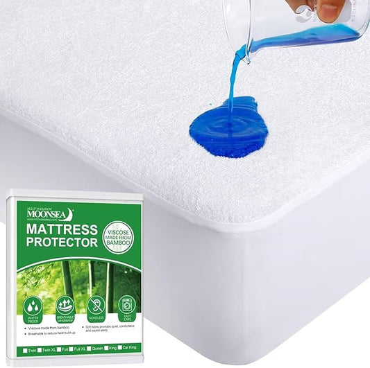 RV Short Queen Size Mattress Protector Waterproof,Smooth Top Mattress Protector for Kids,Breathable Skin Friendly and Noiseless Fitted Sheet,Viscose Terry Mattress Cover