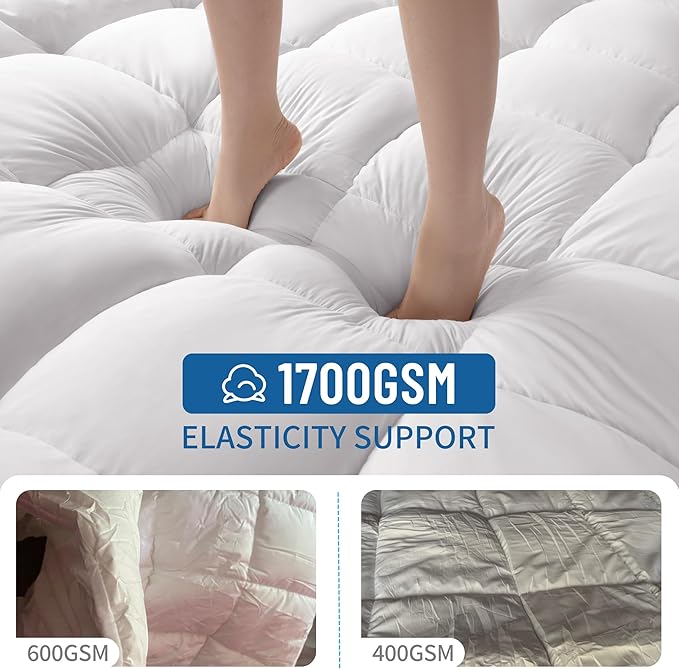 Memory Foam Mattress Topper for Back Pain Relief, Extra Soft Pillow Top Mattress Pad,Breathable Mattress Cover for Fluffy Shredded Memory Foam Filled(King,78"x80")