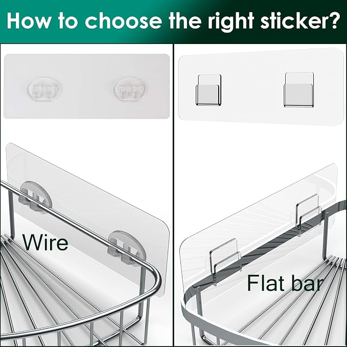 14 Pack Shower Caddy Adhesive Replacement, Strong Adhesive Shower Shelf and Hooks, No Drilling Adhesive for Shower Organizer, Soap Holder, Sponge Holder and Kitchen Rack - Image 9