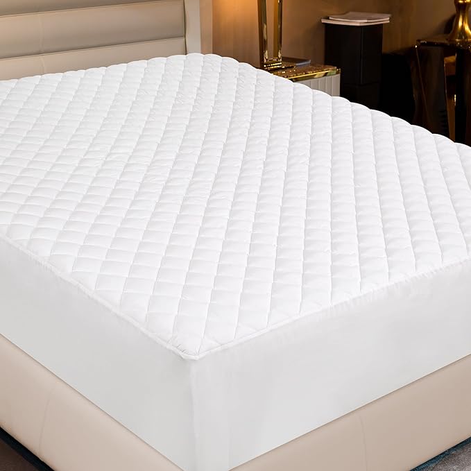 Royale Linens Twin XL Size Mattress Topper - Soft Quilted Mattress Protector - Fitted Deep Pocket Fits Up to 16 Inch - Elastic Fitted Bed Cover - Machine Washable Bed Protector (39x80 Inches)