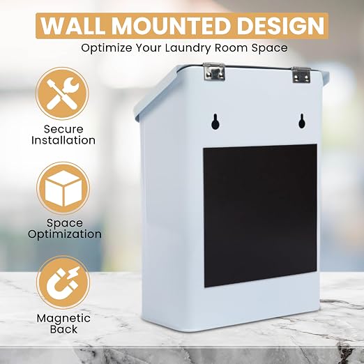 Magnetic Lint Bin for Laundry Room | Modern Farmhouse Black Trash Can With Lid | Space Saving Storage (Black) - Image 5