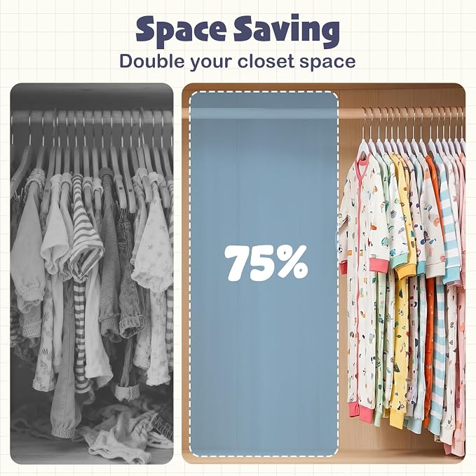 HOUSE DAY 11 Inch Velvet Baby Hangers 50 Pack White, Premium Kids Hangers for Children, Infant & Toddler Clothes, Durable Non Slip Small Baby Felt Hanger for Closet, Ideal for Everyday Use - Image 6