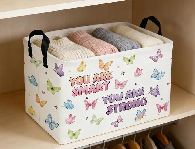 Rectangular Kids Baskets Butterfly Basket Cute Storage Bins Organizer Box Boys Room Decor for Home.(Color butterfly) - Image 4