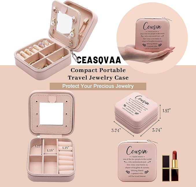 Cousin Gifts for Women Jewelry Box, Cousin Birthday Gifts For Cousins Female, Best Cousins Graduation Wedding Gift for Women Jewelry Case - Image 3