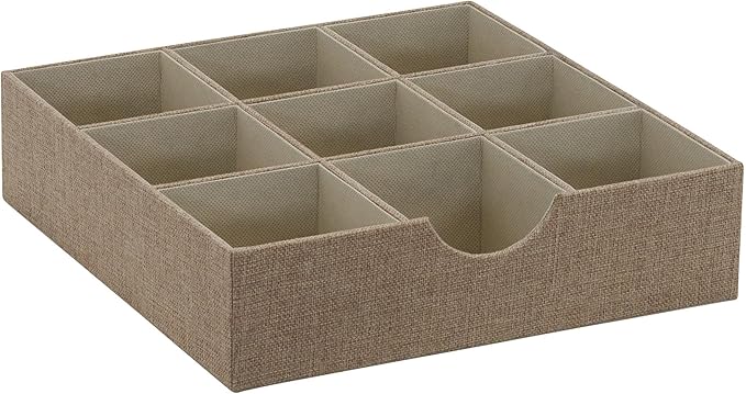 Household Essentials Brown 723-1 Deep 9 Section Drawer Organizer Box for Storage | 12 in x 12 in 3.13 by HouseholdEssentials