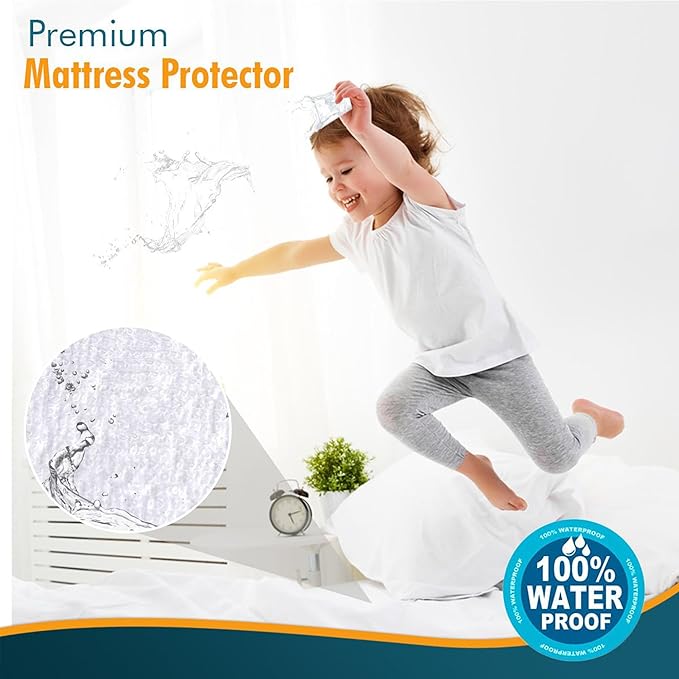 PlushDeluxe Twin-XL Cotton Mattress Protector – Waterproof Cover with Fitted Sheet Design – Soft and Durable Mattress Pad for Noiseless Sleep – Easy to Install and Clean
