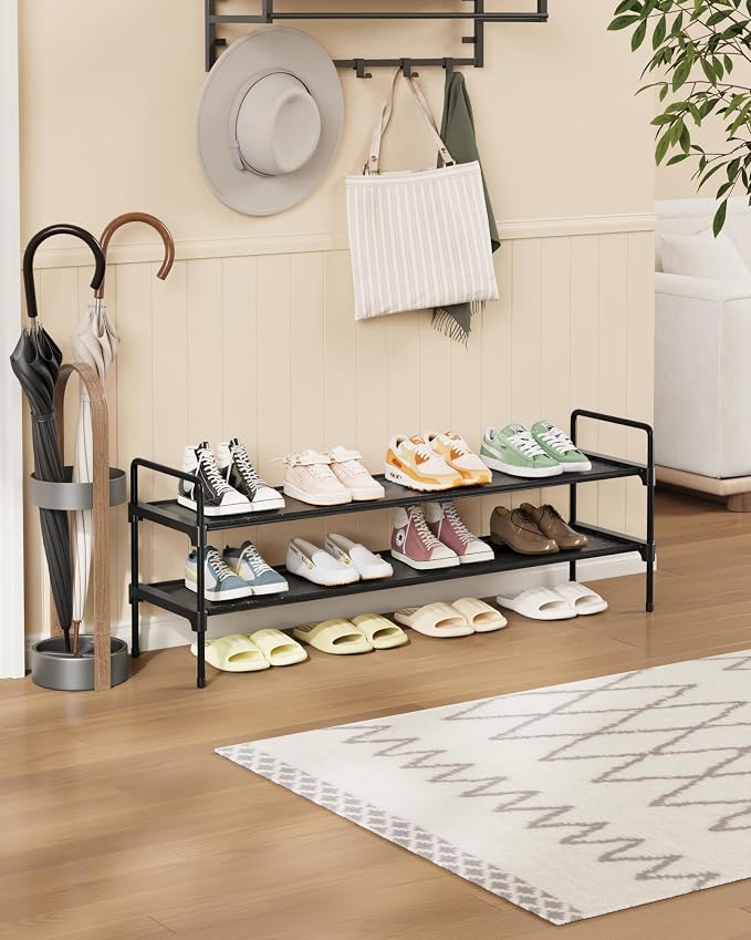 Kitsure Shoe Rack for Closet, Shoe Organizer for Front Door Entrance, Stackable Shoe Shelf, Detachable Closet Organizers and Storage, 36.1" Wide - 2 Tiers, Black - Image 2