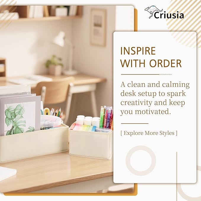 Criusia 15 Pack Drawer Organizer for Clothes, Foldable Dresser Dividers with 3 Sizes, Fabric Storage Bins – Beige - Image 3