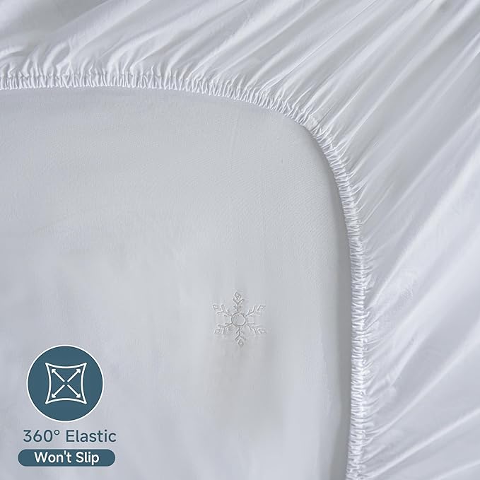 Simple&Opulence King Size Mattress Pad Protector, 100% Cotton Top Cooling Breathable Quilted Mattress Cover Fitted Sheet Stretches up to 16 Inches Deep Pocket Non Slip Soft Bedding Pad Topper-White