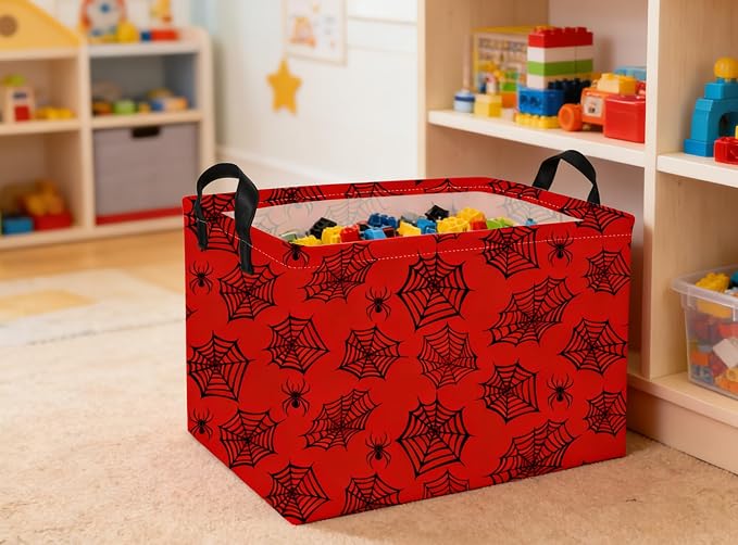 Rectangular Kids Baskets Spider Basket Cute Storage Bins Organizer Box Boys Room Decor for Home.(Red spider) - Image 3
