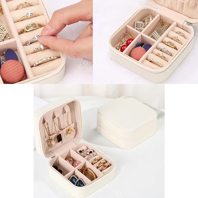 Travel Jewelry Case 2 Pack Mini Travel jewelry Box Portable Organizer Women Girls Gift Box for Rings Earrings Necklaces Bracelets - Image 3