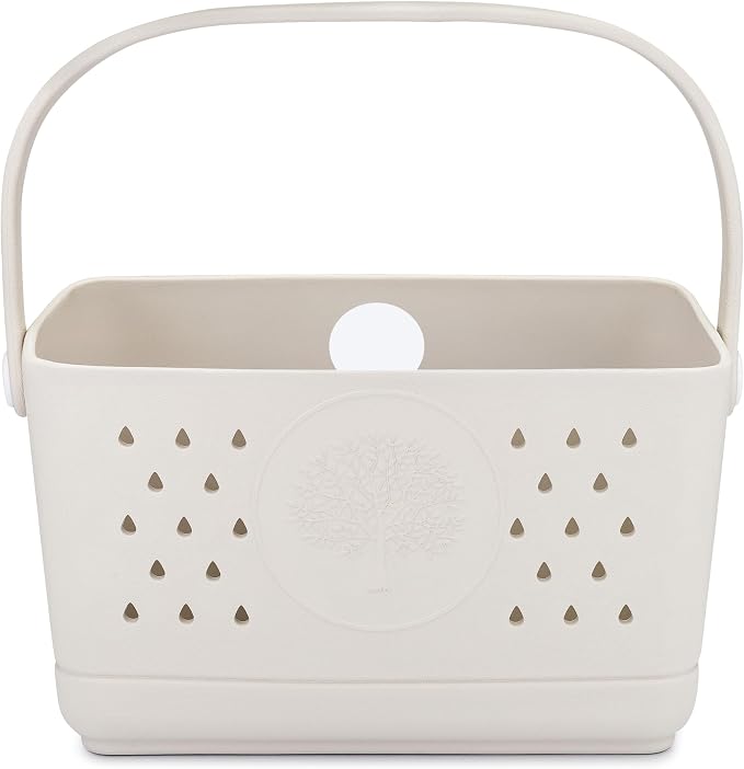 Parker Baby Large Bath Caddy | BPA Free & Food Grade Shower Caddy Organizer for Toys & Supplies | Quick-Dry, Sturdy & Perfect Size Shower Basket w/Handle in Neutral Colors by ParkerBabyCo