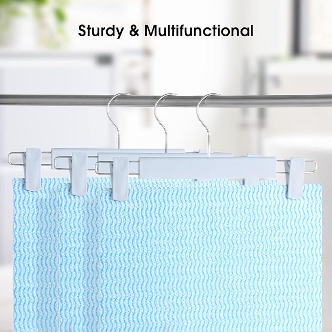 GUANJUNE Clothes Pants Hangers, Space-Saving Skirt Holders with 360 ° Swivel Hooks, Adjustable Clips, Trouser Hangers, Clothes Coat Garment Jeans Hangers (20 Pack, Blue) - Image 6