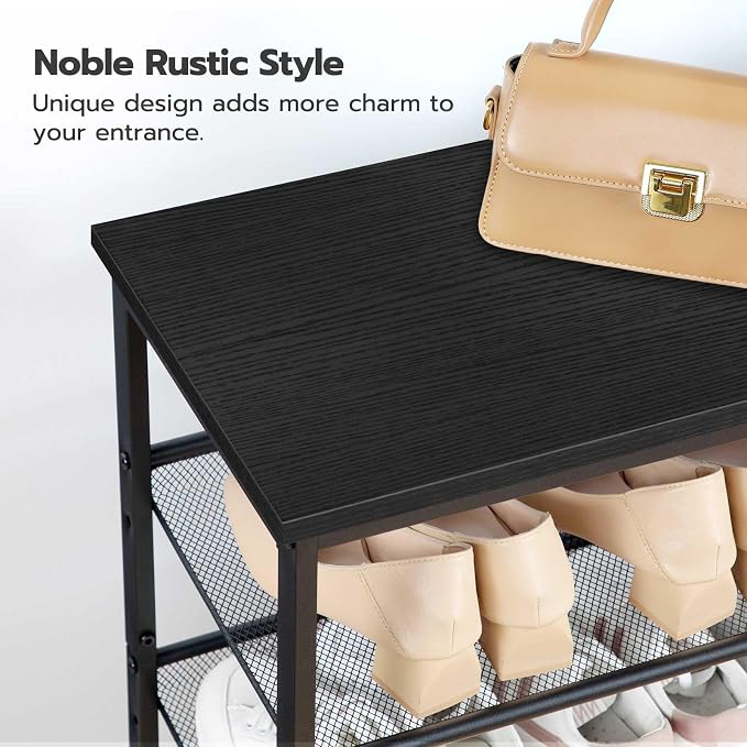 HOOBRO Shoe Rack for Entryway, 5-Tier Shoe Organizer with Adjustable Mesh Shelves, 12-16 Pairs of Shoes, Spacious Floor Mount, Metal, Industrial, Shoe Shelf for Closet, Black BB12XJ01 - Image 8