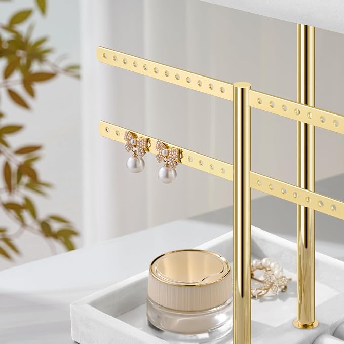 bussdis 3 Tier Bracelet Holder Display - Detachable T Bar White Velvet Bracelet Holder, Jewelry Holder Organizer for Bracelet, Necklace, Earrings, Rings - Image 4