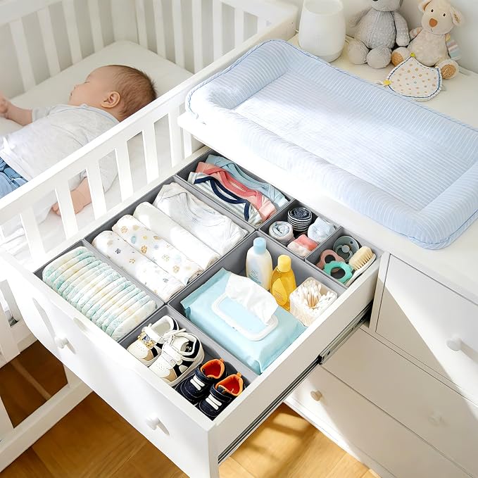 DIMJ Drawer Organizer Clothes 26 Pack - Foldable Baby Organizers and Storage & Closet Organizers for Bedroom, Closet - Nursery Organization Dresser Dividers for underwear, Sock,Bra, Belt, Tie,Gray - Image 3