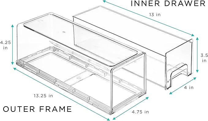 Sorbus Small Wide Clear Stackable Storage Drawers – 4-Pack Plastic Organizer Bins with Handles – Stackable Pull-Out Storage Drawers for Closet, Pantry, Office, Bathroom, Craft, and Toy Organization - Image 3