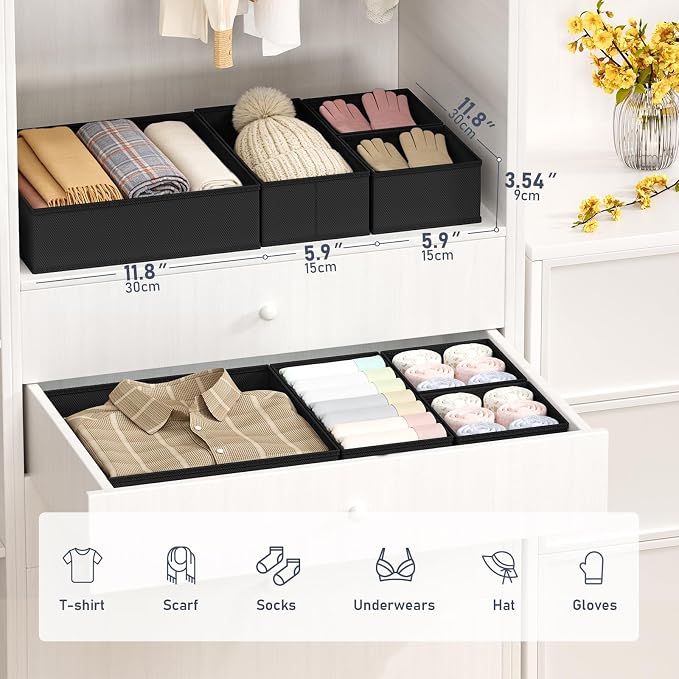 DIMJ Drawer Organizer Clothes Storage - 26 Pack Baby Dresser Organizer for Nursery, Foldable Closet Drawer Organizer Bins for Bedroom Organization, Fabric Storage Dividers for Socks, Underwears, Bras - Image 2