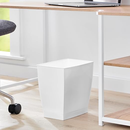 iDesign Small Plastic Bathroom Trash Can, Slim Rectangle Garbage Bin for Bedroom, Office, Dorm, 2-Pack, White - Image 5