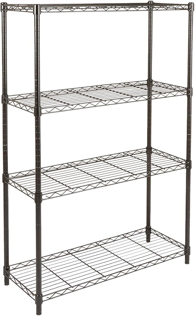 Amazon Basics 4-Shelf Adjustable Heavy Duty Steel Wire Rack Storage Shelving, Sturdy Garage Shelving, 350 lbs Capacity Per Shelf, Easy No-Tool Assembly, 36" x 14" x 54", Black | Heavy Duty, Adjustable, for Kitchen, Garage, Storage, Shelving Organizer by AmazonBasics
