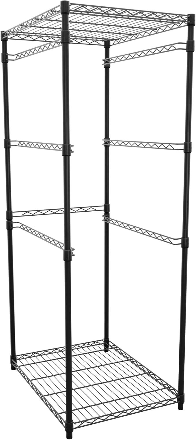 SafeRacks 5-Tier Steel Tote Rack - Maximize Space, Declutter, Organization, NSF Certified, Bin Storage for Garage, Pantry, Kitchen, Workspace, 5 Shelves, 31″ x 23″ x 68″, Black by SafeRacks