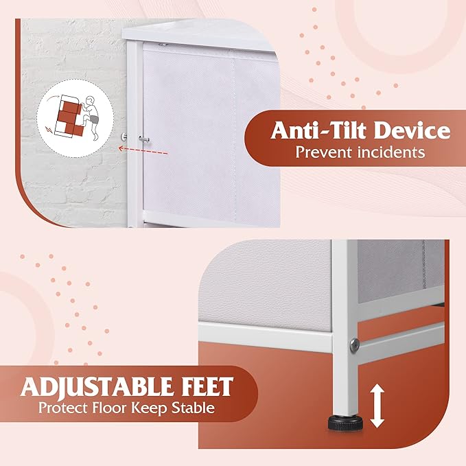 WLIVE Tall Dressers for Bedroom with 10 Fabric Drawers, Chest of Drawers, Dresser for Closet, Hallway, Living Room, Entryway, White
