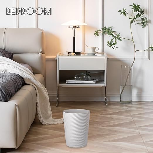 UUJOLY Small Trash Can Wastebasket Garbage Can Container Bins for Bathrooms, Laundry Room, Kitchens, Offices, Kids Rooms, Dorms (Grey, 2 Pack) - Image 2