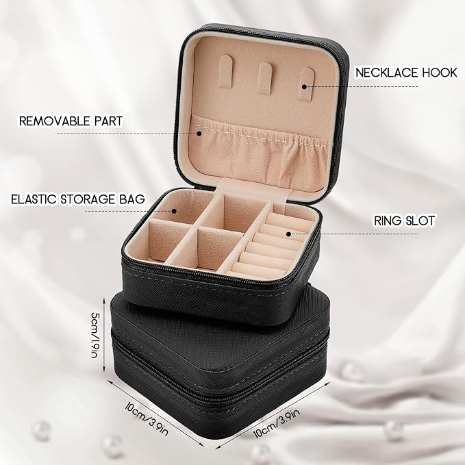 Taiyin Travel Jewelry Case, Bridesmaid Gifts Mini Jewelry Organizer, PU Leather Portable Earring Box for Women Girls - Image 2