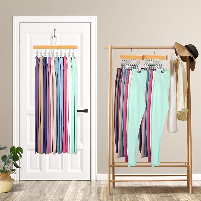 Legging Organizer for Closet, Pants Hangers with Clips Holds 20 Leggings, Jeans, Hats, Shorts, Socks, 360° Rotating Space Saving Hanging Clothes Organizer for Closet Organizers and Storage 2Pcs - Image 7