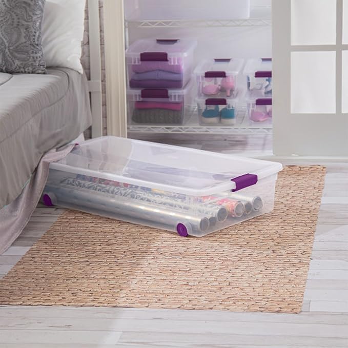 Sterilite 4-Pack 60 Quart ClearView Latch Box, Wheeled Organizer Bins with Latching Lids - Clear Plastic Organization Containers for Closet, Bedroom, Shelving Units and Everyday Home Storage - Image 6
