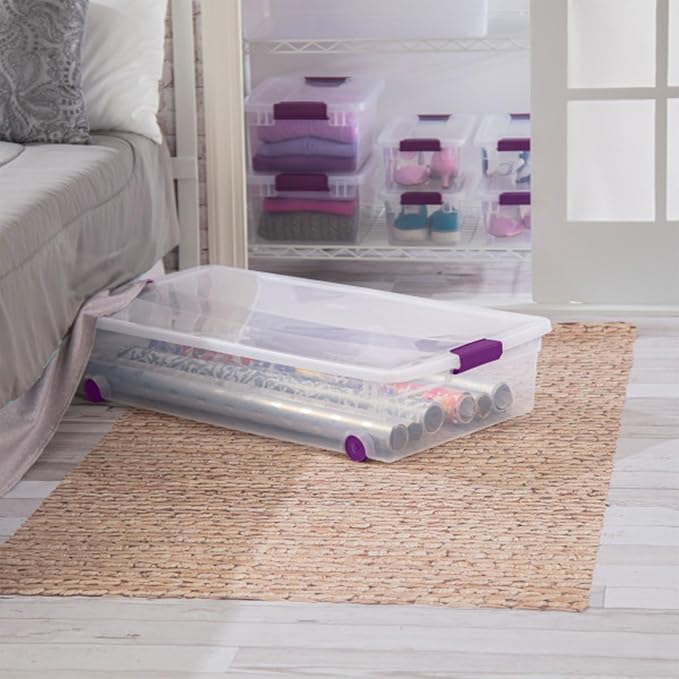 Sterilite 8-Pack 60 Quart ClearView Latch Box, Wheeled Underbed Organizer Bins with Latching Lids - Clear Plastic Organization Containers for Closet, Bedroom, Shelving Units and Everyday Home Storage - Image 6