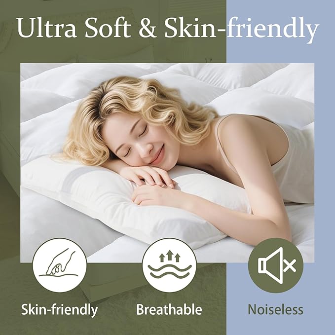 Aodeng 2 Inch Memory Foam Mattress Topper Full for Back Pain, Extra Soft Pillow Top Mattress Topper, Fluffy Shredded Memory Foam Filled
