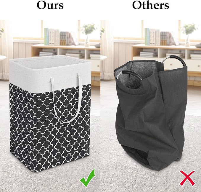 StorageRight Laundry Basket Hamper Large Collapsible Laundry Hamper with Easy Carry Handles，Freestanding Clothes Hampers for Laundry, Bedroom, Dorm, Clothes, Towels, 75L, Clover Black - Image 5
