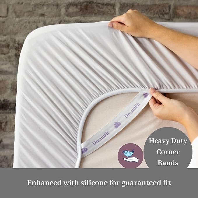 Dreamfit DreamComfort Luxurious Waterproof Mattress Protector with StaDry Moisture-Wicking, Fine Brushed Microfiber & Breathable Design, Split King