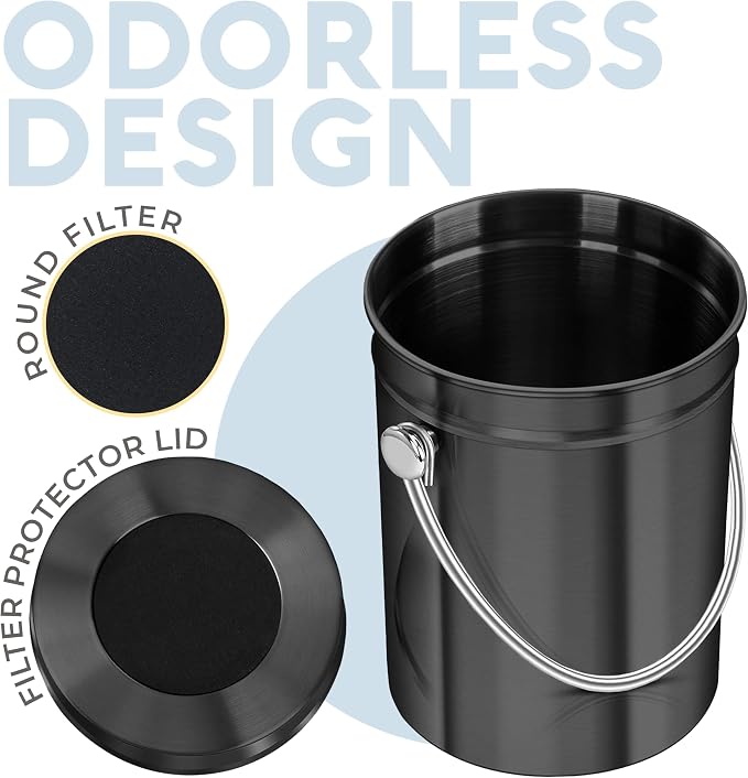 EPICA Countertop Compost Bin Kitchen | 1.3 Gallon | Odorless Composting Bin with Carbon Filters | Indoor Compost Bin with Lid | Stainless Steel Kitchen Composter for Food Scraps & Waste Recycling - Image 5