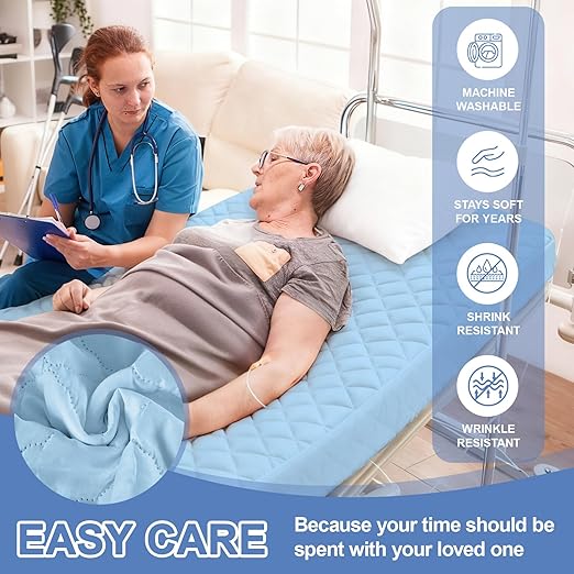 Lounsweer 2 Pack Waterproof Hospital Mattress Cover, 80x36x12in Blue Fitted Bed Sheet Protectors, Incontinence Protection Leakproof Breathable for Elderly, Adults Home Hospital Beds