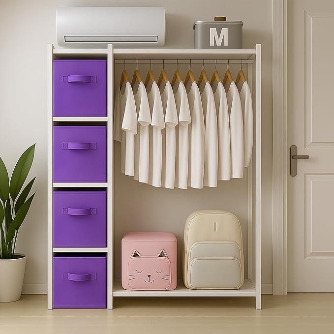 ShellKingdom Storage Bins, Foldable Fabric Storage Cubes And Cloth Storage Organizer Drawer For Closet And Toys, 6 Pack (Violet) - Image 3