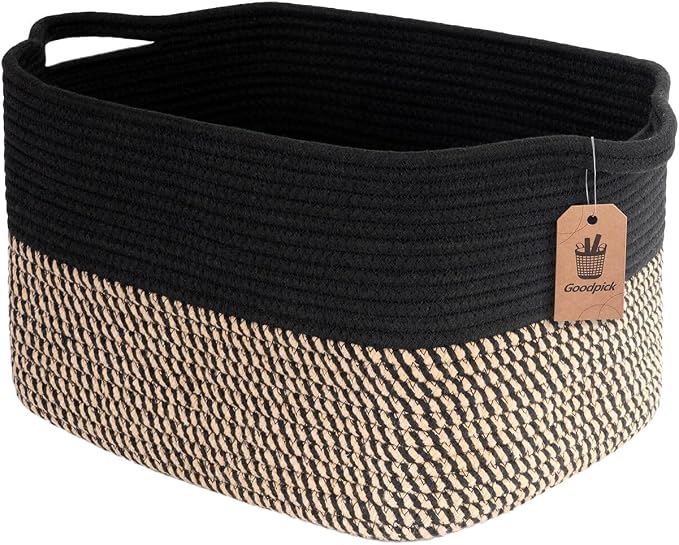 Goodpick Cube Storage Bins - Towel, Book, Cloth, Shoes, Closet Shelf Woven Baskets for Office, Baby Laundry, Toys, 13''x10''x9'' by Goodpick