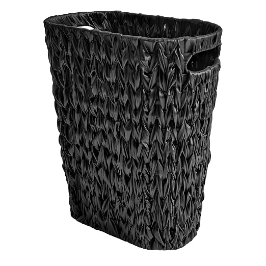 Coeusy 5 Gallon Wicker Trash Can,Black Bathroom Trash Can,Wicker Trash Basket with Handles,Handwoven Small Waste Basket for Bathroom,Bedroom,Kitchen,Office,20 Liters by WEAVECOMFORTINTOEVERYCORNER