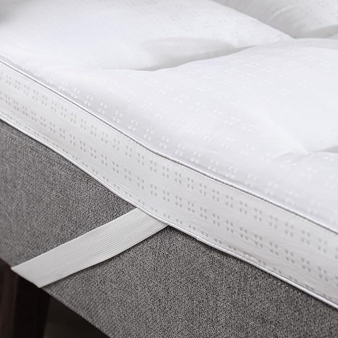 CirclesHome White Futon Mattress Toppers with Anti-Slip Anchors - Futon Cover Filled with Plush Down Alternative Fill - Full Size Futon Cover is Soft, Comfortable and Allergy Free (Size: 54 x 75 x 3)