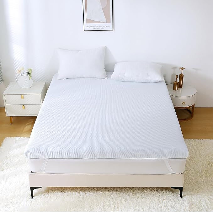 MUXHOMO 3-Inch King Mattress Topper, 7-Zone Egg Crate Memory Foam for Back Pain Relief, Cooling Gel-Infused Lavender Bed Pad, CertiPUR-US & Oeko-TEX Certified