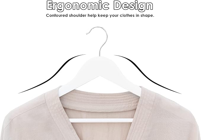 StorageWorks White Wooden Hangers 20 Pack, Heavy Duty Wood Hangers for Closet, Clothes Hangers for Coats, Bridesmaid Suits, Wedding Dress - Image 4