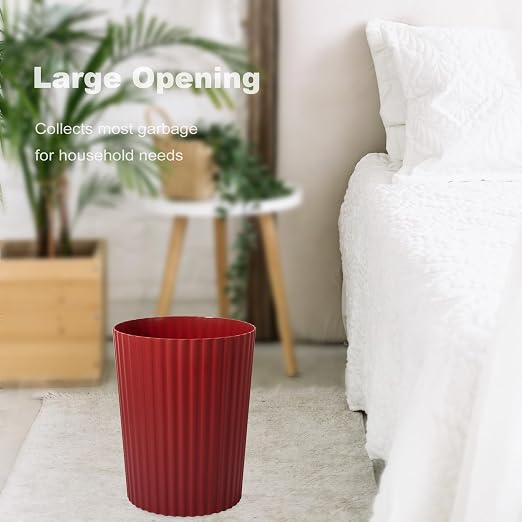 JiatuA Small Trash Can Plastic Wastebasket Round Garbage Container Bin for Bathroom, Kitchen, Bedroom, Home Office, College Dorm, Dark Red - Image 4