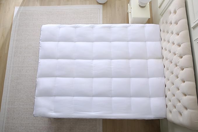 Thick Mattress Topper Twin with Deep Pocket, Extra Pillow Top Mattress Pad, Breathable & Cooling Mattress Cover, Fits 8-21 Inch, Soft Support for Back Pain Relief, Mattress Protector (Twin, White)
